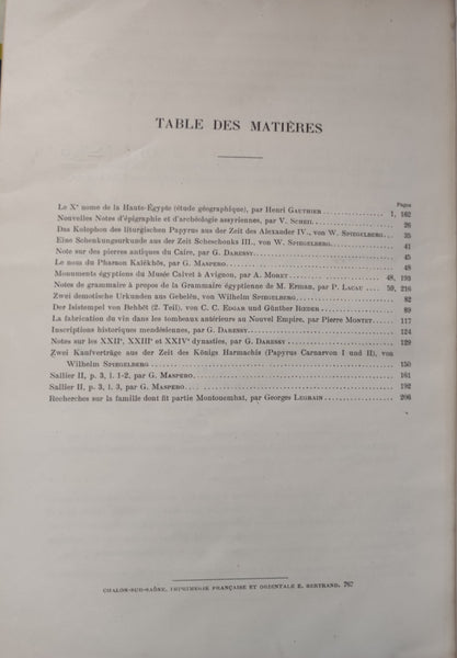 Receuil de travaux relatifs à la philologie et à l'archéologie égyptiennes et assyriennes pour servir de bulletin à la mission française du Caire. (9 volumes)