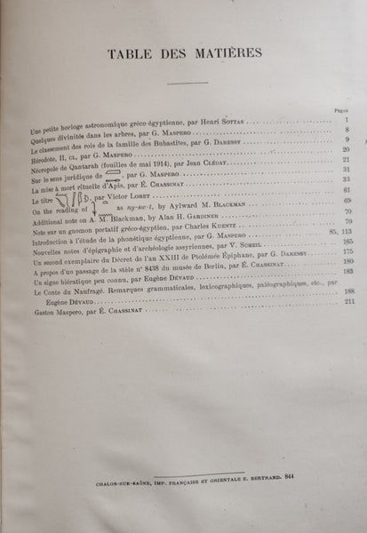 Receuil de travaux relatifs à la philologie et à l'archéologie égyptiennes et assyriennes pour servir de bulletin à la mission française du Caire. (9 volumes)