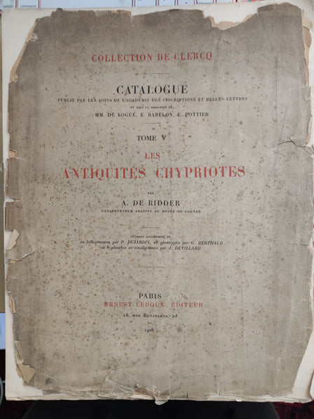 De Clerq Collection. Volume V. Cypriot Antiquities.