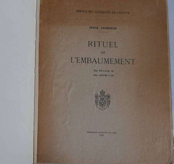 Rituel de l'embaumement. Pap. BOULAQ III. Pap. LOUVRE 5.158.