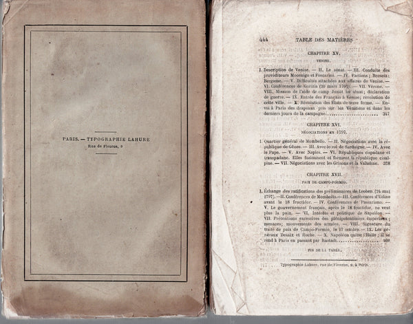 Napoléon. Campagnes d'Italie, d'Egypte et de Syrie. Tomes premier et deuxième.