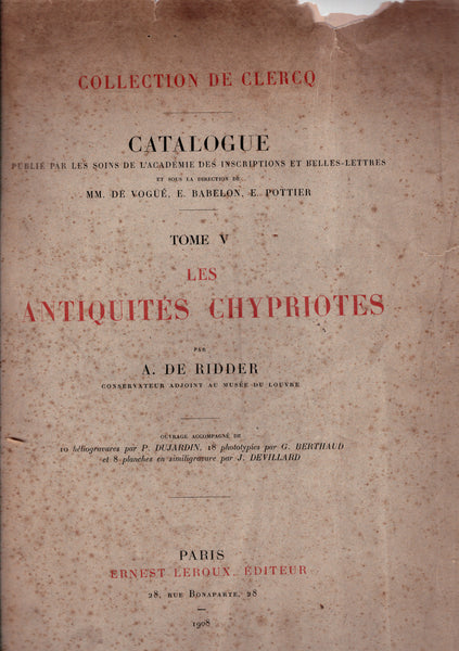 De Clerq Collection. Volume V. Cypriot Antiquities.