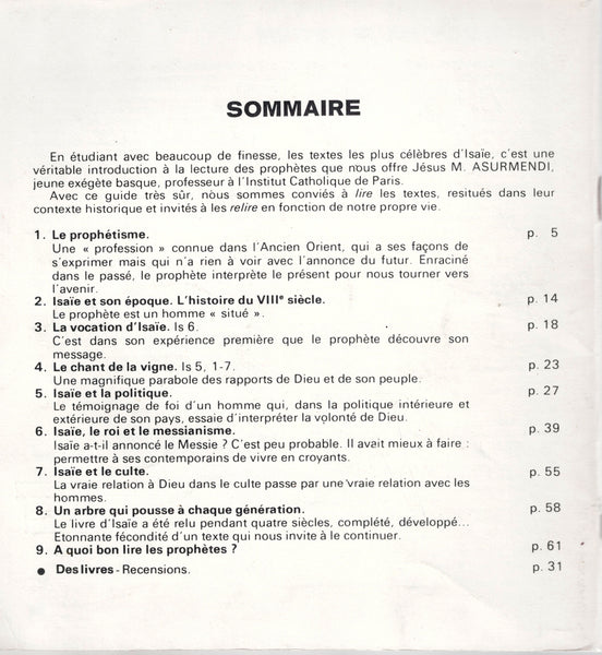 6 suppléments au Cahier Evangile + Cahier 23 : Isaie 1 -39. Thème Proche-Orient Ancien.