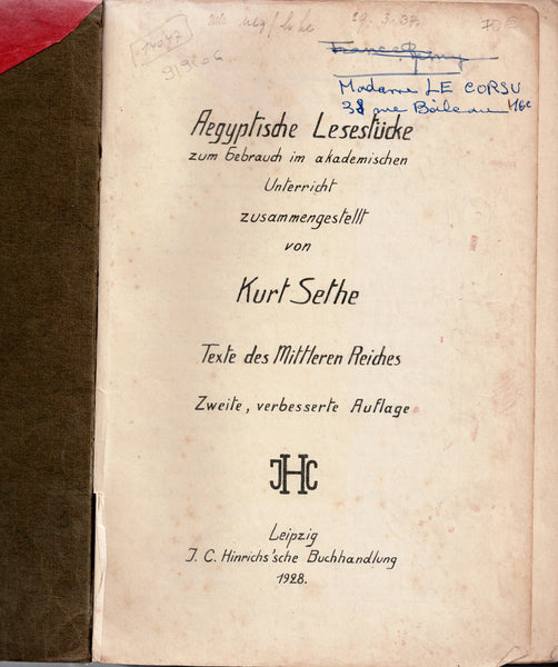 Aegyptische Lesestücke zum Gebrauch im akademischen Unterricht. Texte des Mittleren Reiches.