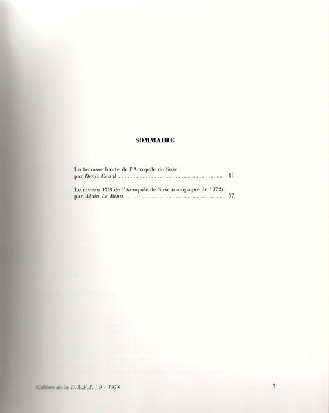 Cahiers de la DAFI 9.